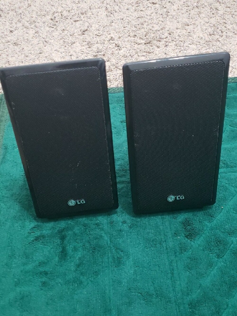 LG Black Surround Sound Satellite Speakers Pair with Wall-Mount Slots